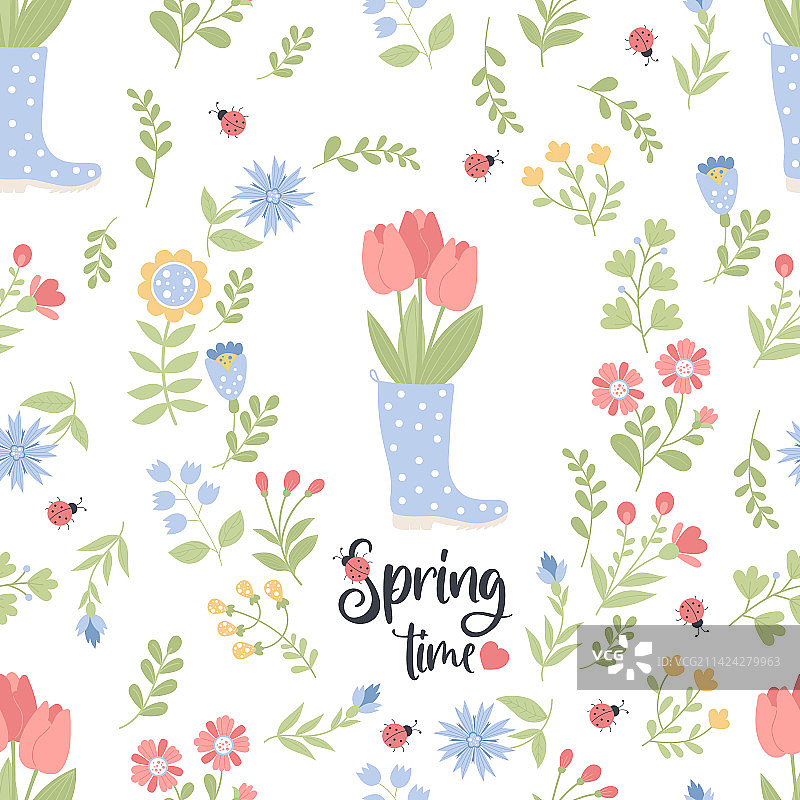 春季郁金香无缝图案图片素材