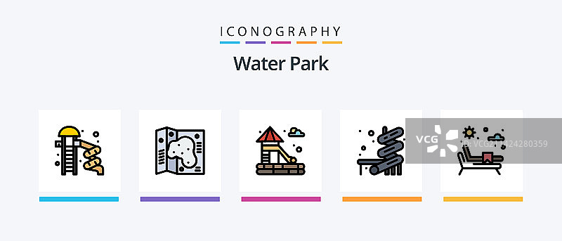 水上乐园线性填充图标图片素材