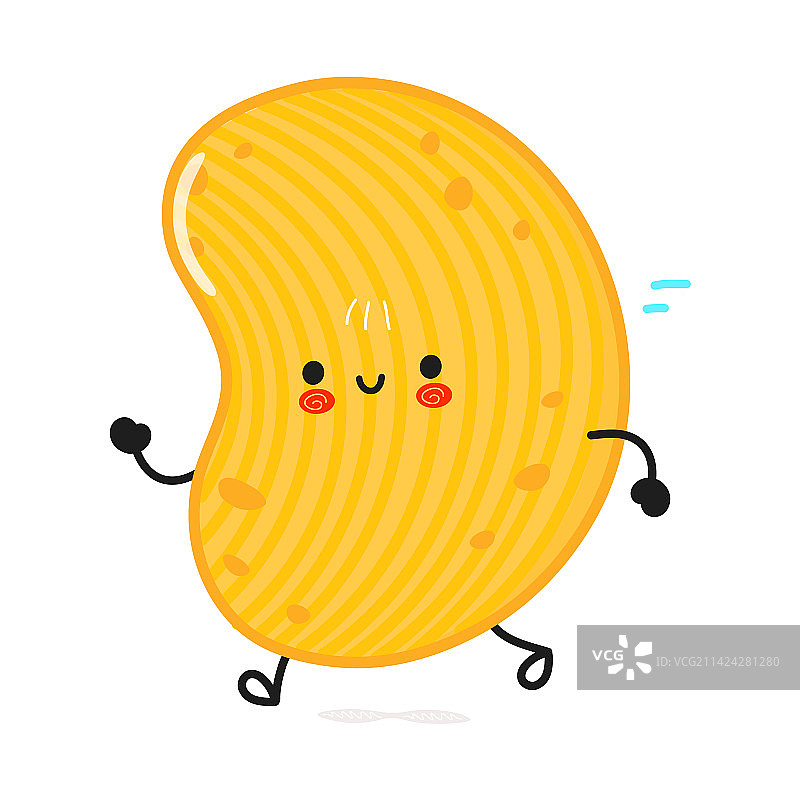 手绘可爱风趣的奔跑薯片卡通形象图片素材