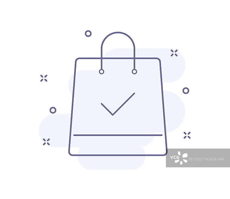 带勾选轮廓的购物袋图片素材