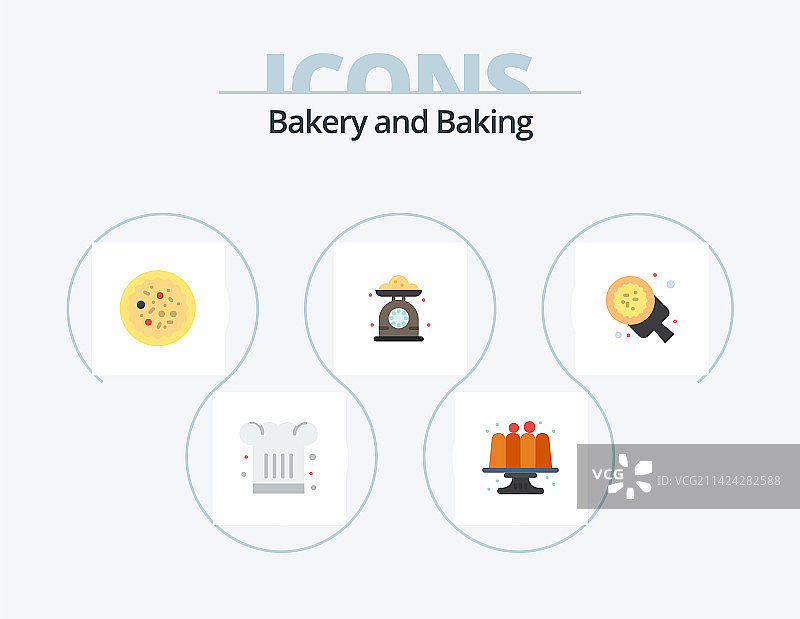 烘焙扁平图标包：厨房用具图片素材