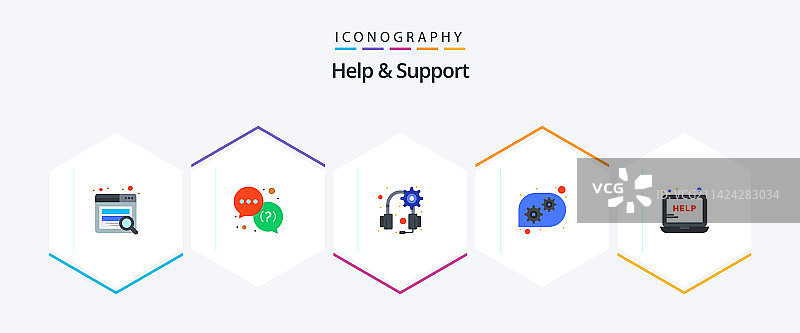 帮助与支持扁平图标合集图片素材