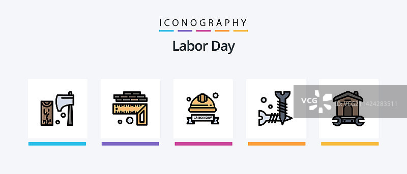 劳动节线性填充5图标包（含工具）图片素材