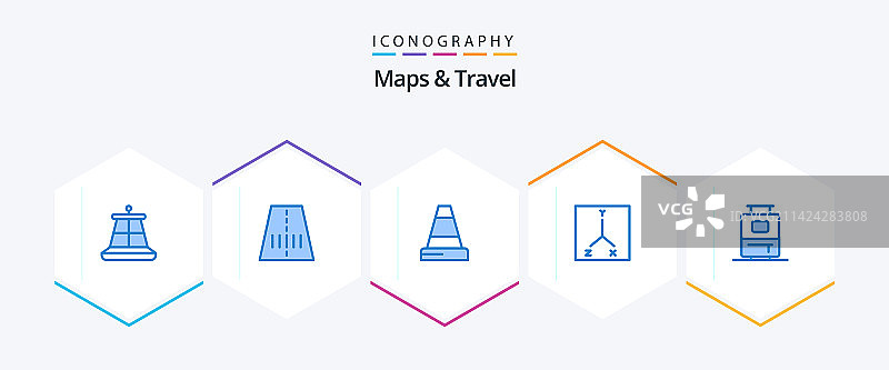 地图和旅行蓝色图标包（25个）图片素材