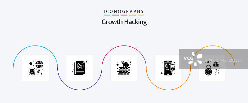 黑客攻击字形5图标包，包括移动图片素材