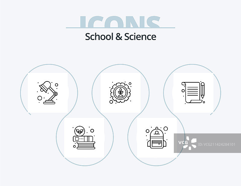 学校科学线性图标包（5个图标设计）图片素材
