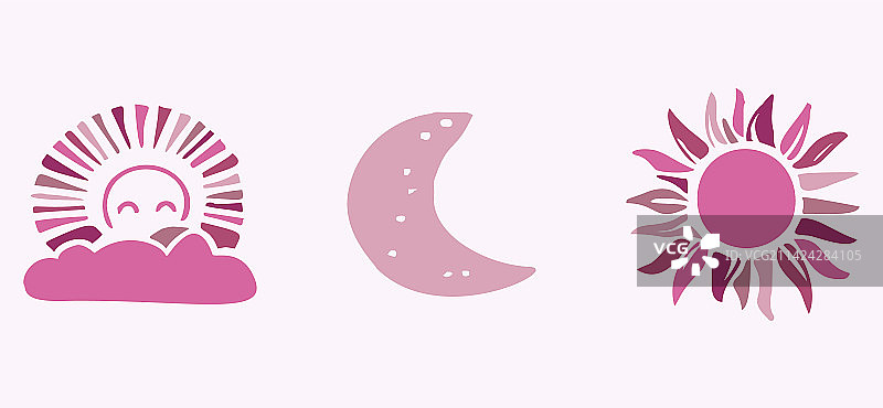 可爱的太阳月亮图案图片素材