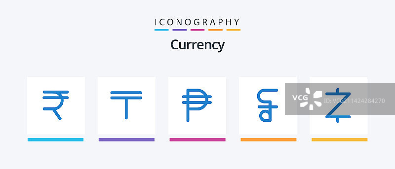 蓝色货币5图标包图片素材