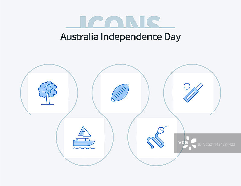 澳大利亚独立日蓝色图标包图片素材