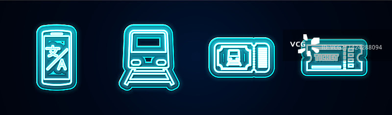 在线翻译和火车票图案图片素材