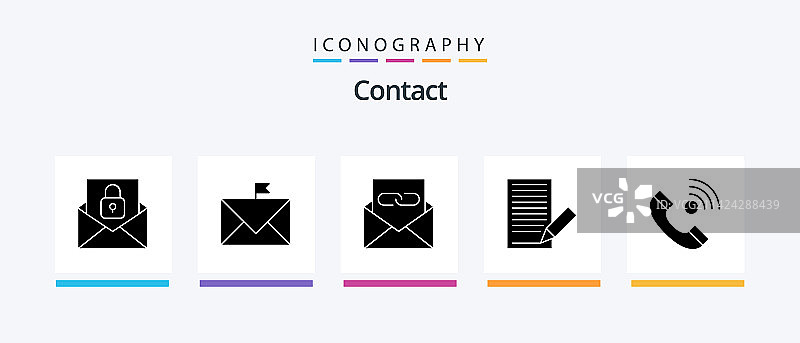 包含字母的联系方式字形图标包，共5个图片素材