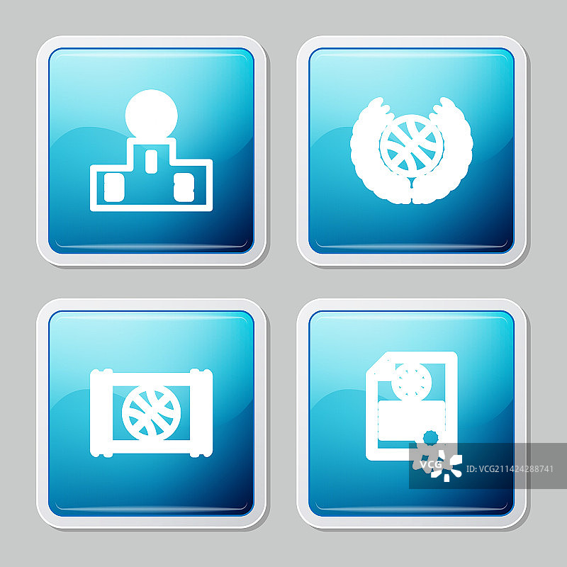 线稿风格体育赛事领奖台奖杯。图片素材