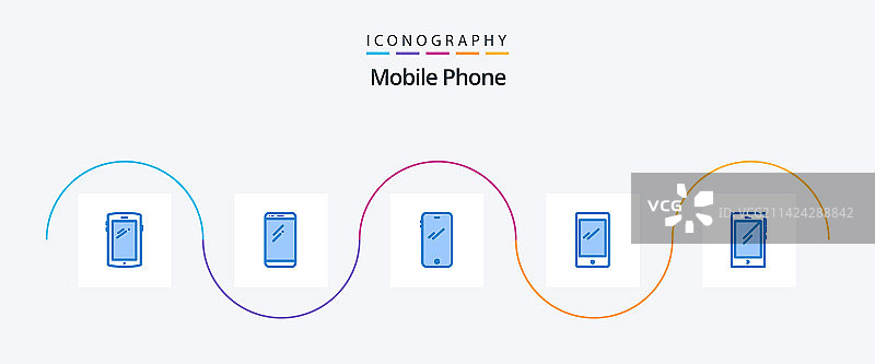 蓝色手机图标包（5个）图片素材