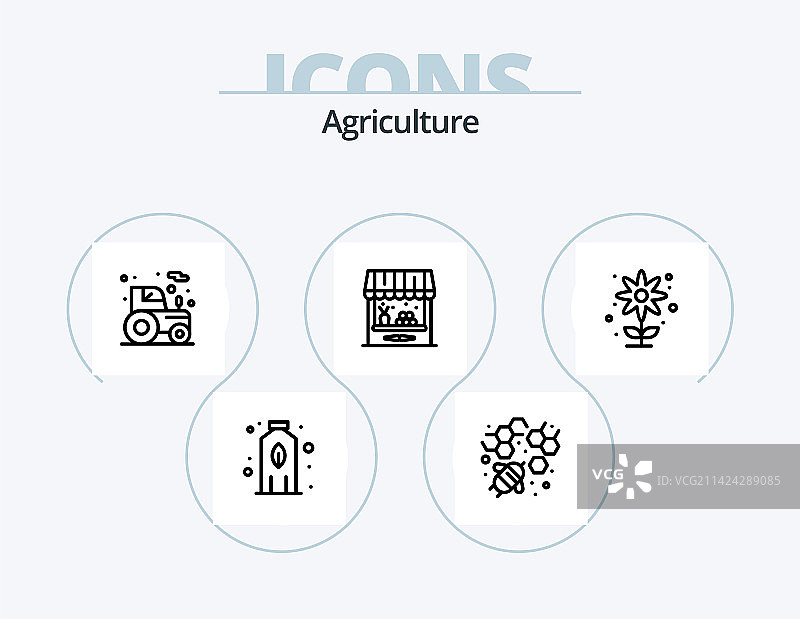 5个农业线性图标设计图片素材
