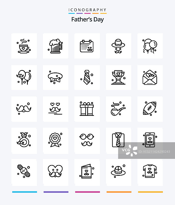 父亲节图标包（25个，轮廓）图片素材