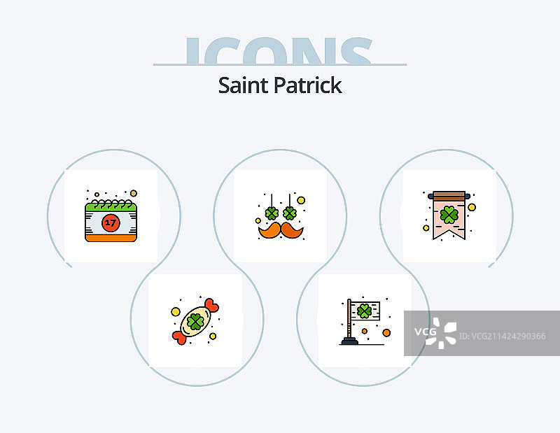 圣帕特里克线条填充图标包5图标设计图片素材