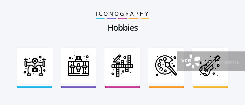 包含刺绣的爱好线条图标合集图片素材