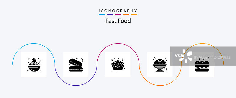 快餐字形图标集，包括垃圾食品图片素材