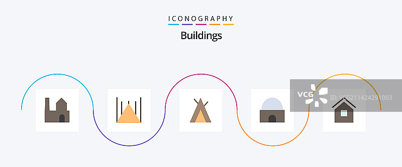 建筑物扁平5图标包，包括家居图片素材
