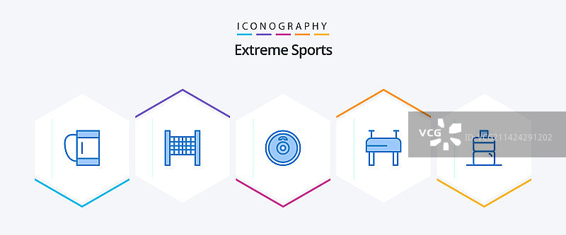 包含体操的25个蓝色体育图标包图片素材