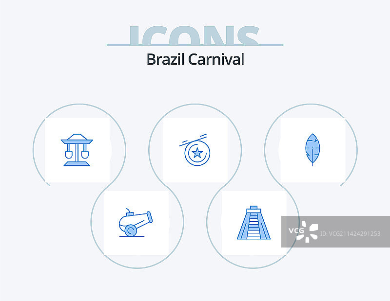 巴西狂欢节蓝色图标包5个图标设计图片素材