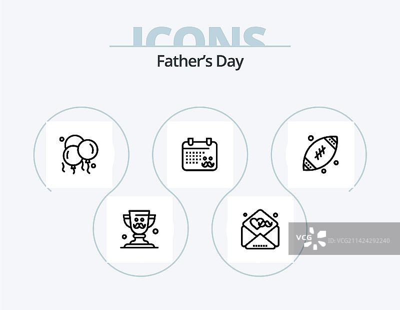 父亲节5个线性图标设计图片素材
