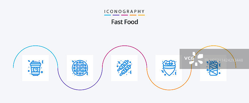 快餐蓝色5图标包，包含食物和饮料图片素材