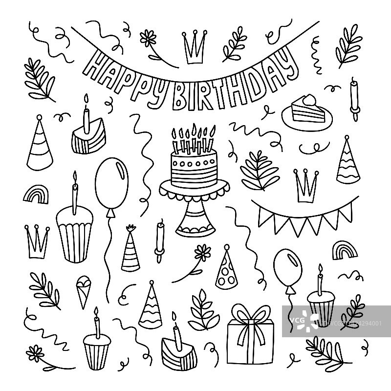 生日快乐涂鸦图片素材