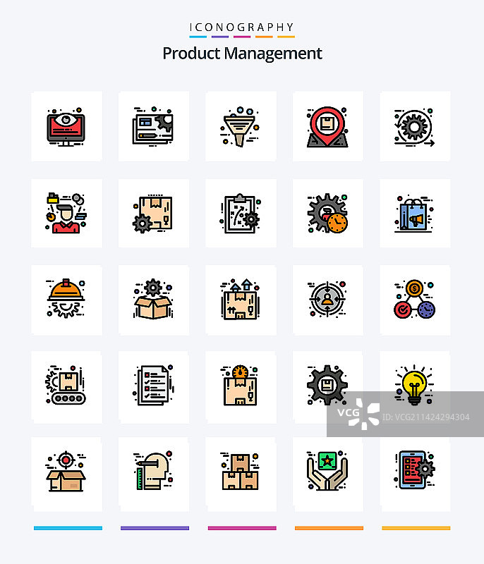 创意产品管理25线性填充图标图片素材
