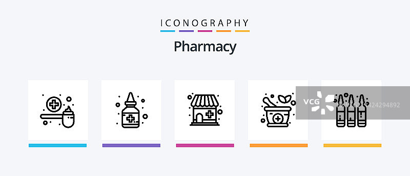 药房线性5图标包，包含草药元素图片素材