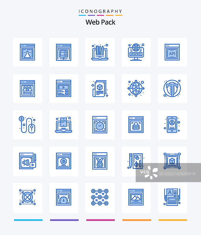创意网络25蓝色图标包，如API图片素材
