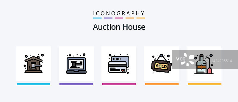 拍卖线性填充图标包图片素材