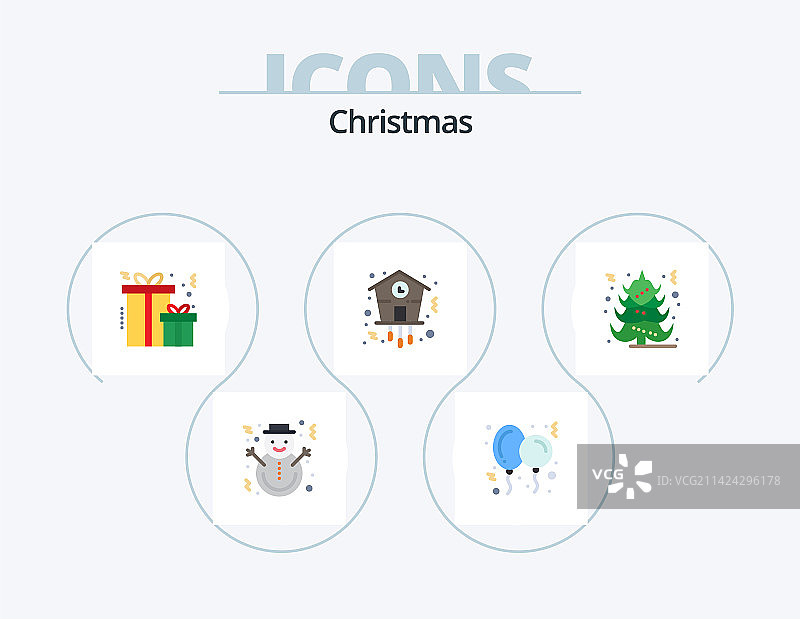 圣诞节扁平图标套装（5个图标设计）图片素材
