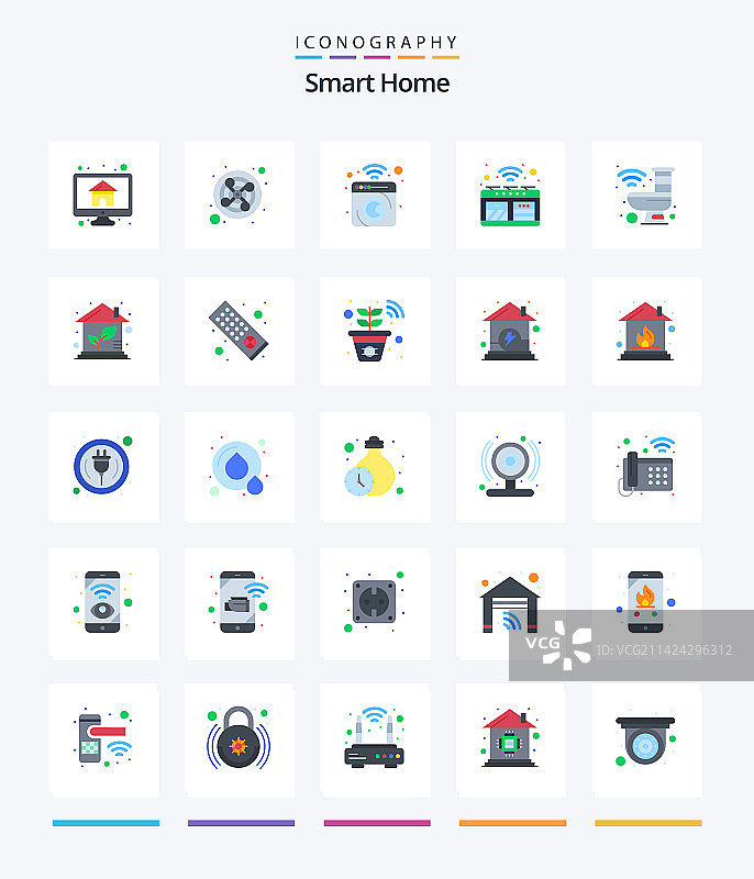 创意智能家居2.5D扁平图标包图片素材