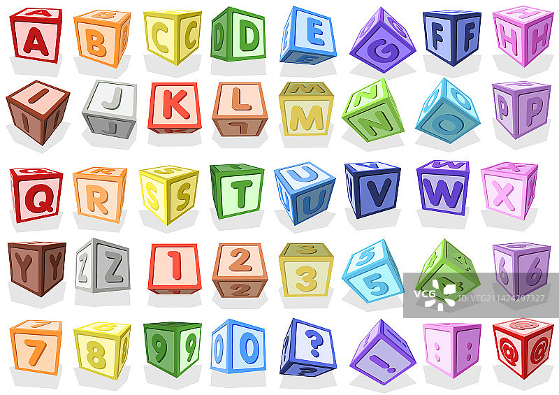 带字母的彩色立方体图片素材