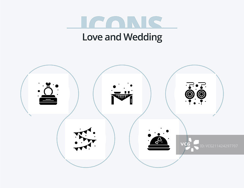 婚礼字形图标包，包含晚餐等5个图标设计图片素材