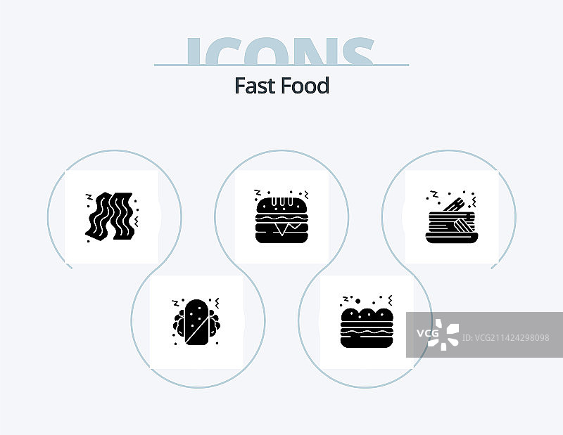 快餐图标字形包5个图标设计图片素材