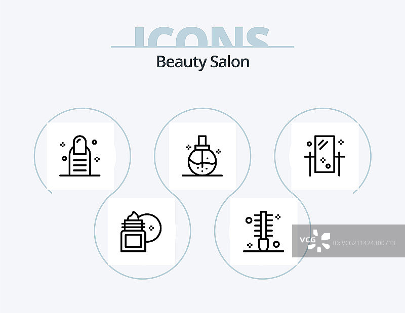 美容沙龙线性图标包（5个美发图标设计）图片素材