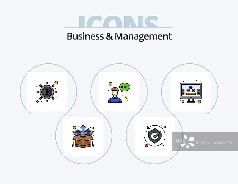 商业与管理线性填充图标包5图片素材