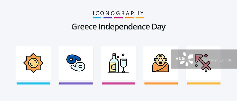 希腊独立日线性填充5图标包图片素材