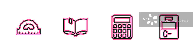 量角器网格计算器打开的书图片素材