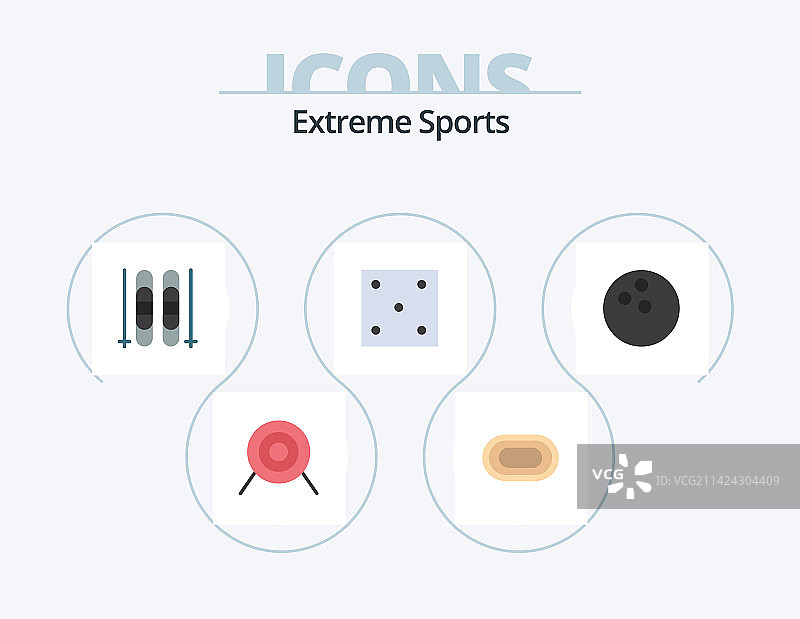 5个保龄球天空运动扁平图标包设计图片素材
