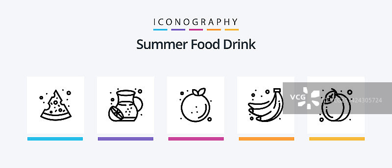 夏季美食饮品线性图标合集图片素材