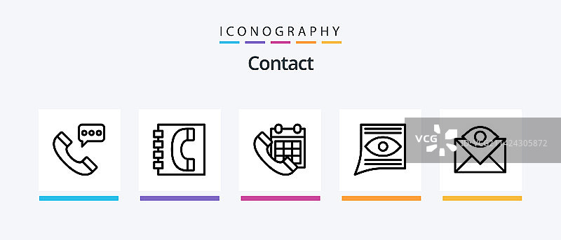 包含呼叫日历等联络方式的线性图标包图片素材