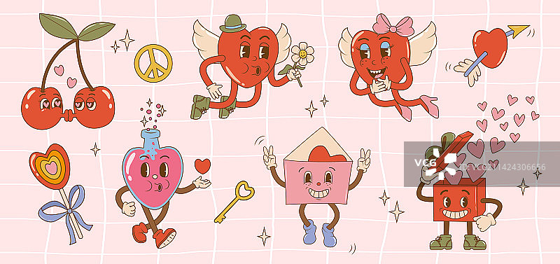 潮流情人节复古元素图片素材