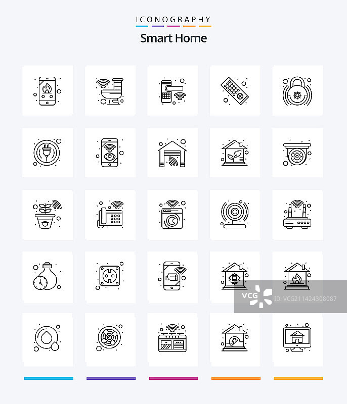 创意智能家居轮廓图标合集图片素材