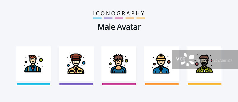 男性头像填充5图标包，包括图片素材