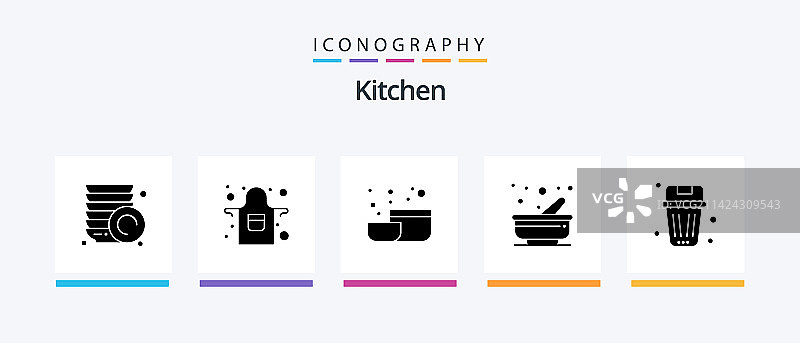 厨房图标5合1：含垃圾删除图片素材