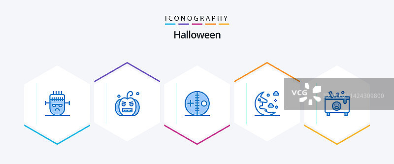 万圣节蓝色图标包（含大锅等）图片素材