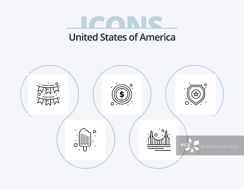 美国线条风图标包：球场、比赛等图片素材